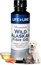 Life Line Pet Nutrition Wild Alaskan Fish Oil Omega-3 Supplément pour la peau et le manteau – soutient la santé cérébrale, oculaire et cardiaque chez les chiens et les chats, 8,5oz