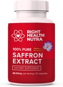 Santé droite Nutra Safran Suppléments - 100% Extrait pur de safran - Fabriqué aux États-Unis - Supports Mood-Soin Focus-Digestion - 60 Capsules