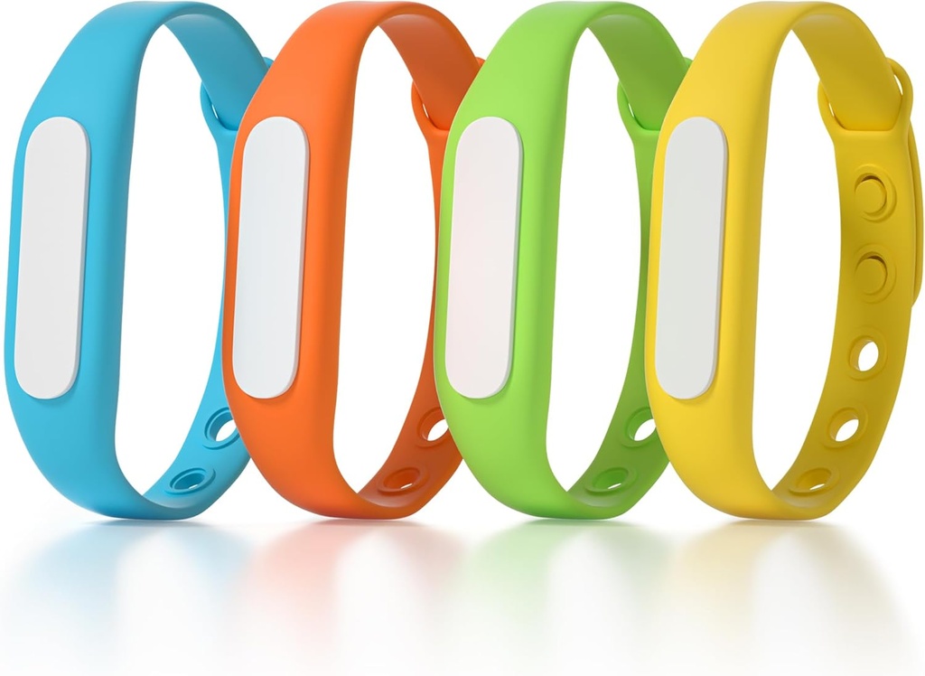 Bracelets anti-insectes pour adultes, Bracelet anti-insectes individuel pour l'extérieur intérieur, Protection anti-bugues imperméable pour la pêche au camping Randonnée (4 pack)