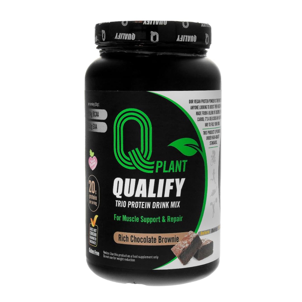 Mélange de poudre de protéines végétales, Trio riche chocolat Brownie aromatisé, sans gluten, végétalien, très casher, 20g de protéines, 2.4g BCAA, 26.4 Ounce