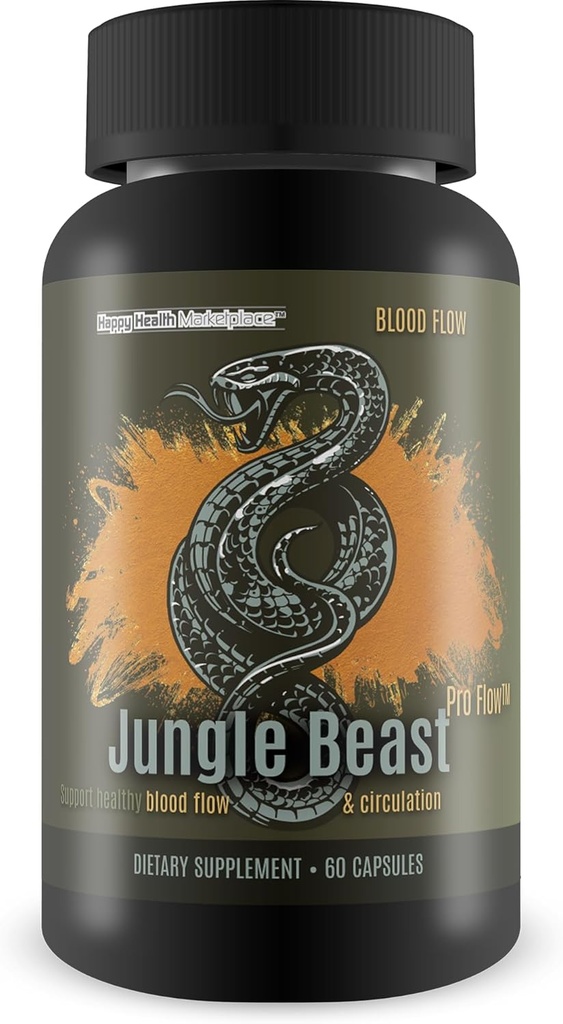Jungle Beast Pro Flow - Notre meilleur supplément Jungle Beast Pro pour une circulation saine - Soutien de la circulation saine pour une meilleure livraison d'éléments nutritifs - Suppléments de circulation sanguine Flux sanguin