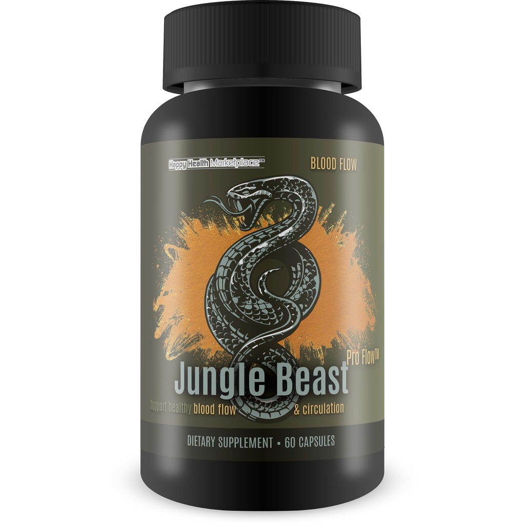 Jungle Beast Pro Flow - Notre meilleur supplément Jungle Beast Pro pour une circulation saine - Soutien de la circulation saine pour une meilleure livraison d'éléments nutritifs - Suppléments de circulation sanguine Flux sanguin