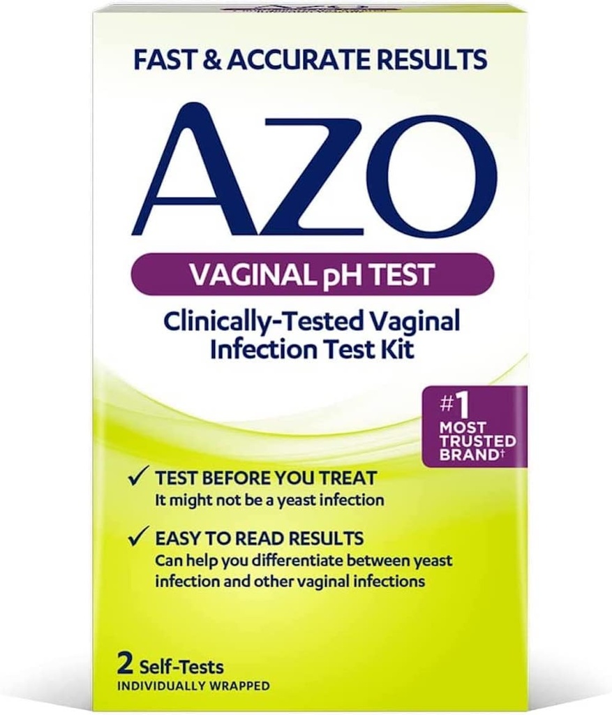 AZO Trousse de test du pH vaginal, trousse de test de l'infection vaginale testée cliniquement, résultats admissibles, rapides et précis de la FSA/HSA, de la marque de la santé urinaire la plus fiable, 2 auto-tests