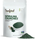 Sunfood Superfoods Crunchies Spirulina - Blue Green Algae, Spirulina Comprimés, Chlorophyll Energy Bits de poudre séchée, supplément d'algue végétalienne brute, non-OGM - 4 oz sac