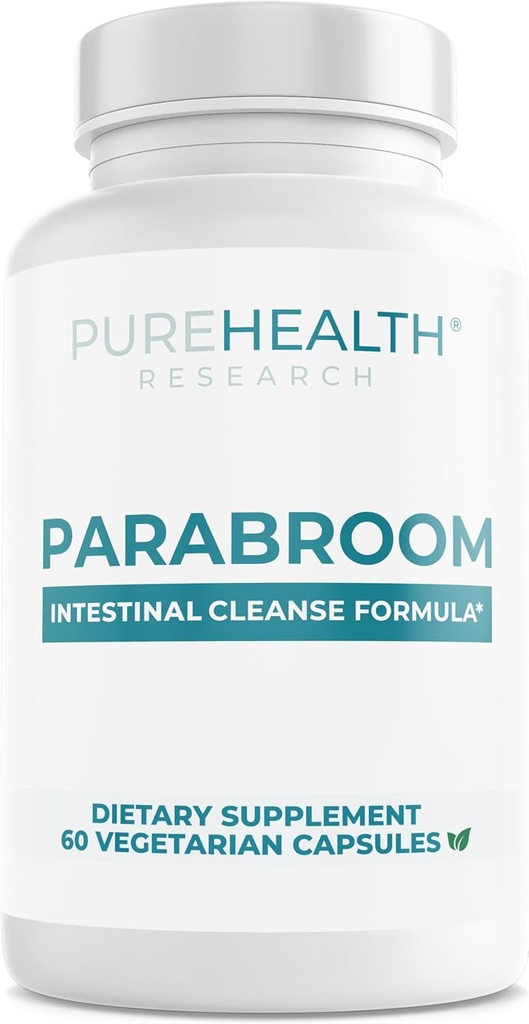 PUREHEALTH RESEARCH Parabroom - Gut Cleanse & Health Supplement - with Black Walnut, Sweet Wormwood Powder, Turmeric Extract, Olive Leaf, Garlic & Onion - Digestive Support for Women & Men 60 Capsules