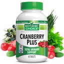 Choice botanique Cranberry Plus Soutien urinaire total - Santé urinaire pour les femmes et les hommes avec concentré de canneberges, Uva Ursi, Buchu, Calcium - 60 comprimés
