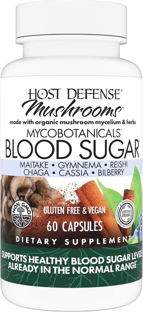 Host Defense MycoBotanicals Capsules - Supplément à base de plantes avec Chaga, Reishi & Maitake Champignons - Supplément Mycélium Champignon pour équilibre sain - 60 Capsules (30 portions)*