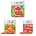 Métabolisme OLLY Anneaux gommy, vinaigre de cidre de pomme, vitamine B12, chrome, énergie et santé digestive, supplément à croquer, goût à la pomme - 30 comtes et OLLY Bonjour Happy Gummy Worms, Mood Balance Support, vitamine D, safran, supplément à croquer pour adultes, Zing tropical - 60 comtes