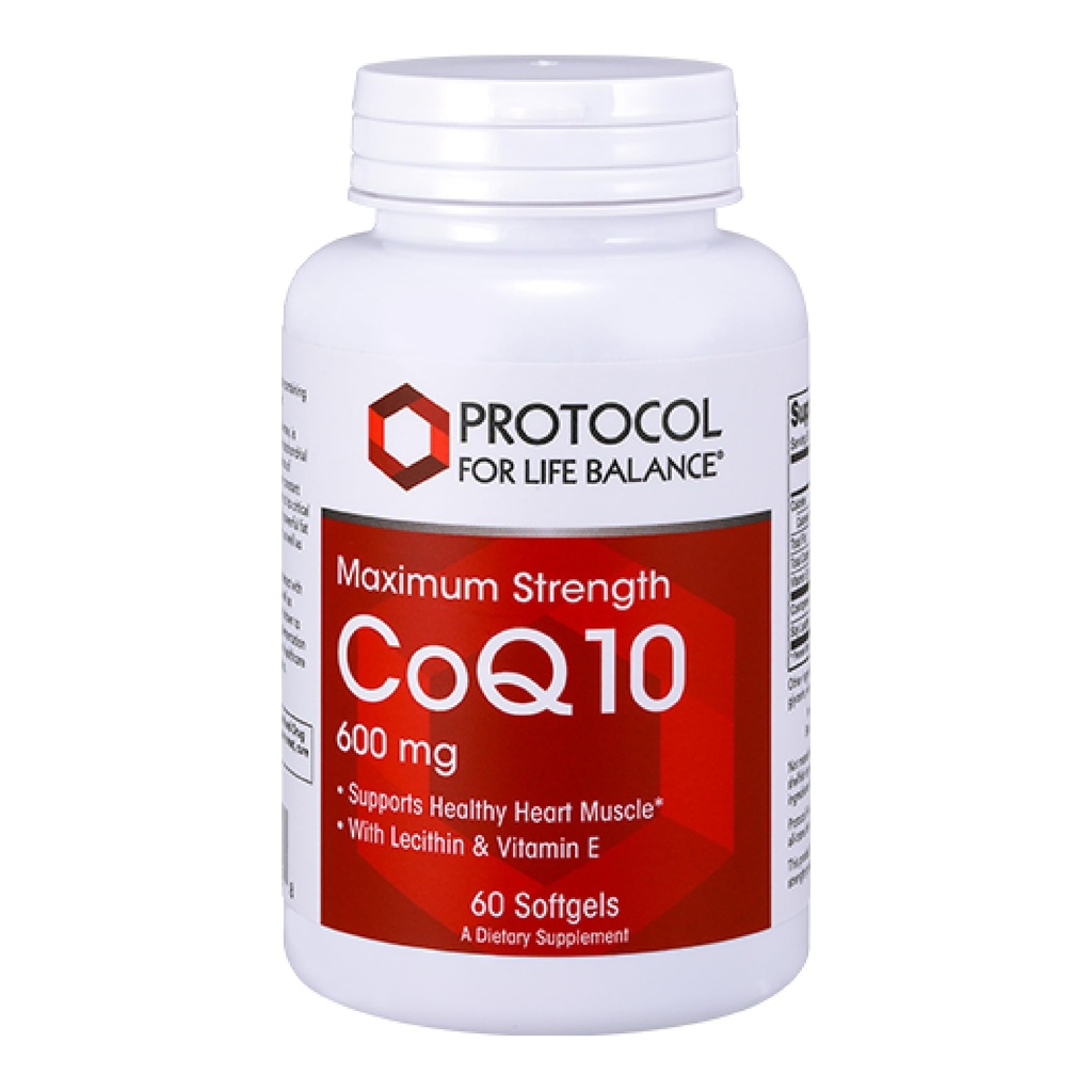 PROTOCOLE POUR LA BALANCE VIE CoQ10 600mg - avec vitamine E et lécithine de soja - Supplément CoQ10 - sans halal et sans oeuf - 60 softgels