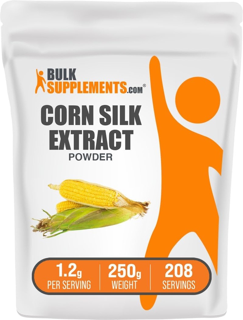BulkSupplements.com Poudre d'extrait de soie de maïs - supplément de soie de maïs, extrait de Zea Mays - sans végétalien et sans gluten, 1,2g par portion, 250g (8,8 oz) (paquet de 1)