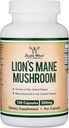 Capsules biologiques de champignons de la Mane de Lions (120 Count), pour Focus Support et Immune Health, tiers testés et cultivés aux États-Unis - par Double Wood