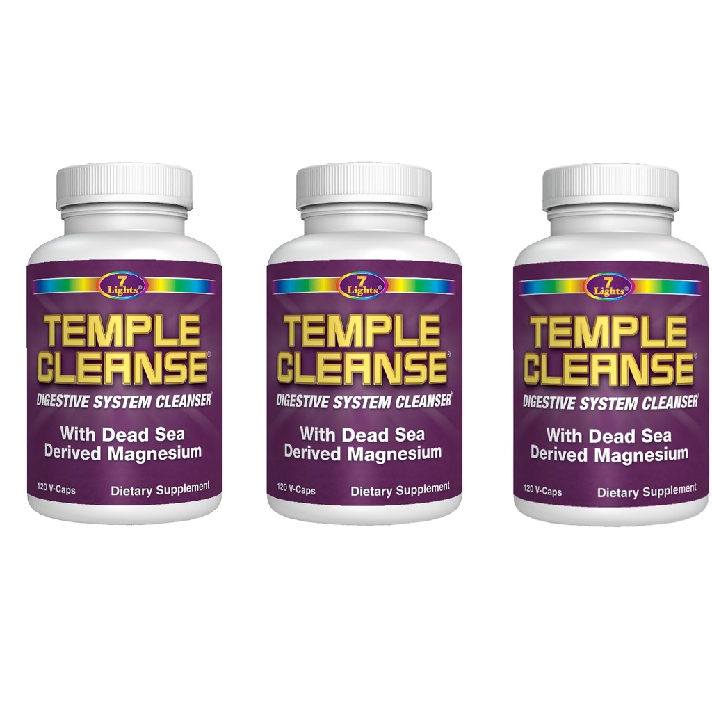 7 lumières Temple Cleanse3-Pack spécial, Magnésium, à base d'oxygène Colon Cleanse detox, soulage la constipation occasionnelle sans gaz ni ballonnement, corps detox et nettoyage pour les femmes et les hommes