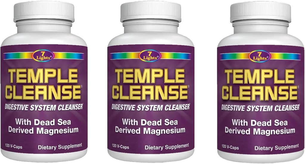 7 lumières Temple Cleanse3-Pack spécial, Magnésium, à base d'oxygène Colon Cleanse detox, soulage la constipation occasionnelle sans gaz ni ballonnement, corps detox et nettoyage pour les femmes et les hommes