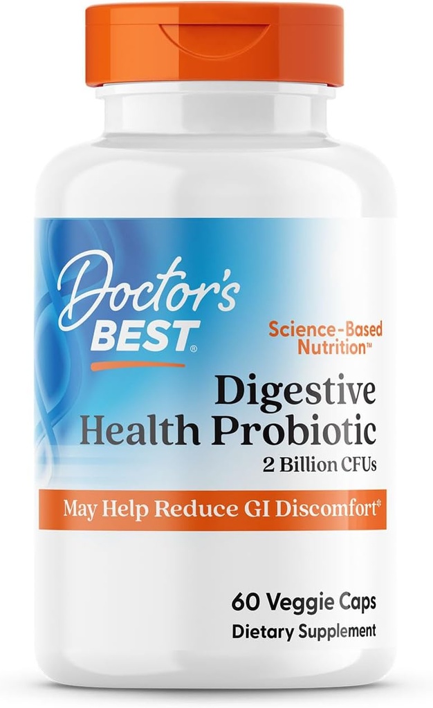 Les meilleurs probiotiques de santé digestifs de docteur 2 milliards avec lactospore, non-OGM, végétalien, sans gluten, sans soja, 60 capsules de légumes (DRB-00464)