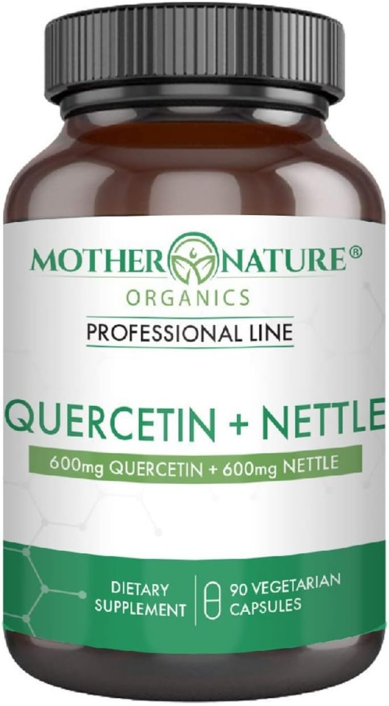 Quercetin 600mg & Nettle 600mg - Supplément de flavonoïdes naturels pour les irritants saisonniers, réponse immunitaire, vieillissement en santé et longévité - non somnolence, non OGM, végétalien - (90 capsules)