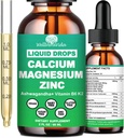 Calcium Magnésium Zinc gouttes liquides avec vitamine D3 K2, supplément de magnésium de Calcium à haute puissance avec complexe de magnésium, zinc, théanine, sans gluten pour immunone, os, muscles, humeur et soutien du sommeil