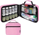 Grand organisateur de bouteilles de pilules rembourrées, sac de médecine, étui, transporteur pour les médicaments, les vitamines et les fournitures médicales - organisateur de médicaments de voyage et entreposage à domicile sac Med - rose (sans serrure)