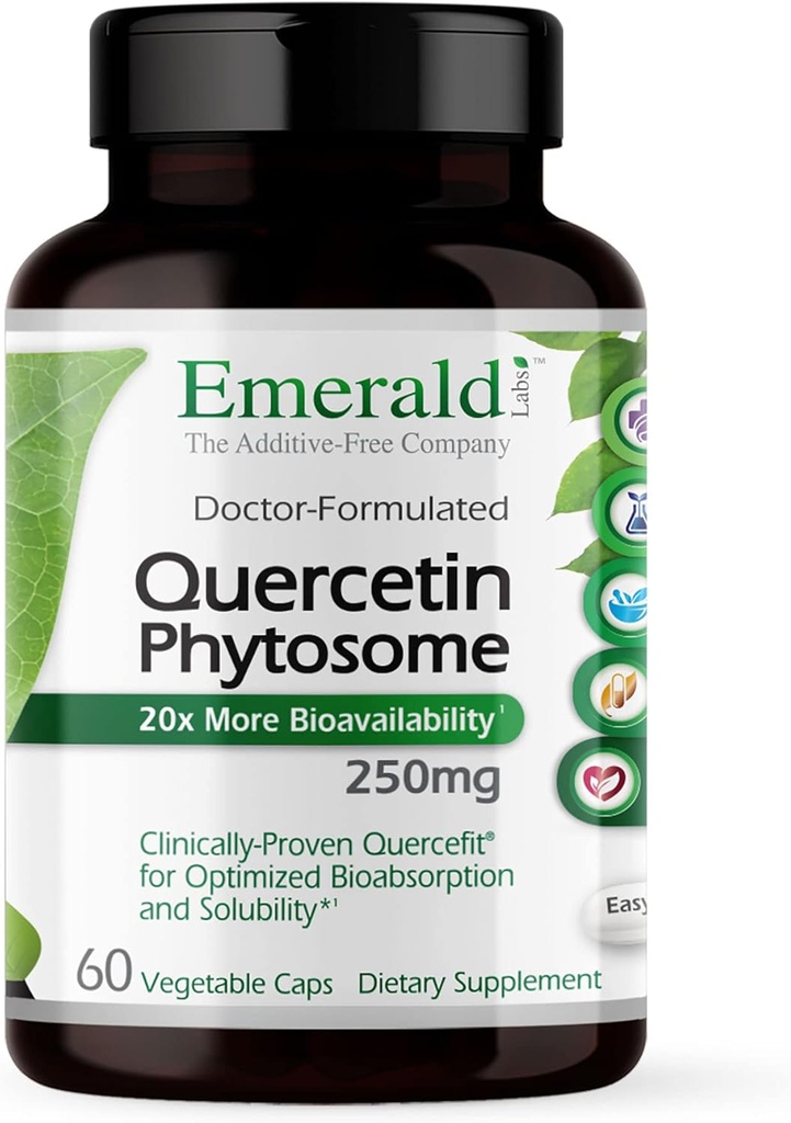 EMERALD LABS Quercetin Phytosome - Complexe Quercetin pour le soutien immunitaire - Vegan & sans gluten - 60 capsules végétales