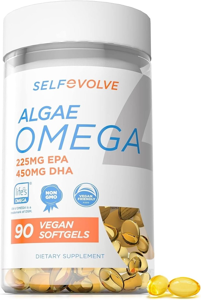 Algae Omega 3 1,500mg - Vegan Supplement with Patented Life's Omega 3 - High Dose EPA & DHA - Better Than Fish Oil - Supports Heart, Brain, Joint Health - 90 Vegan Softgels