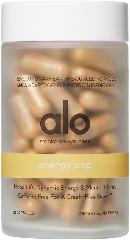 Alo Yoga Energy Pop - Boost énergétique sans caféine avec Riboflavin, Niacin et ENXTRA (60 capsules)