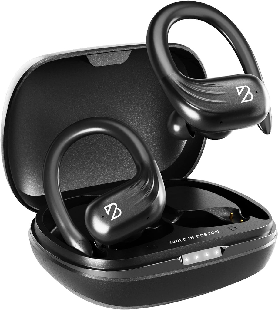 Back Bay Audio Runner 60 Ecouteurs sans fil, 80 heures de batterie sur l'oreille avec écouteurs, wrap autour des écouteurs Ecouteurs sans fil Bluetooth avec microphone, écouteurs dans les écouteurs