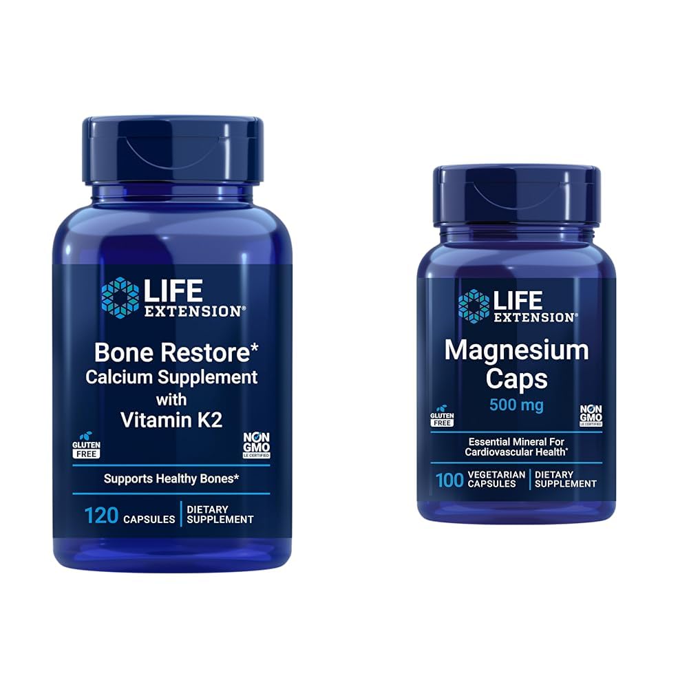 Prolongation de la durée de vie Restauration des os + Vitamine K2 Vitamines et minéraux Maintenir la santé des os et la force et les bouchons de magnésium, 500 mg, Oxyde de magnésium, Citrate, Succinate, Santé cardiovasculaire, Bons santé