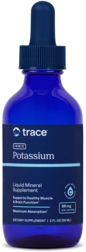 Trace Minerals Ionic Potassium - Supplément au potassium et au magnésium - Supplément liquide pour faciliter l'absorption minérale - Supplément de soutien au cerveau et à la fonction musculaire - 2 fl oz (33 portions)