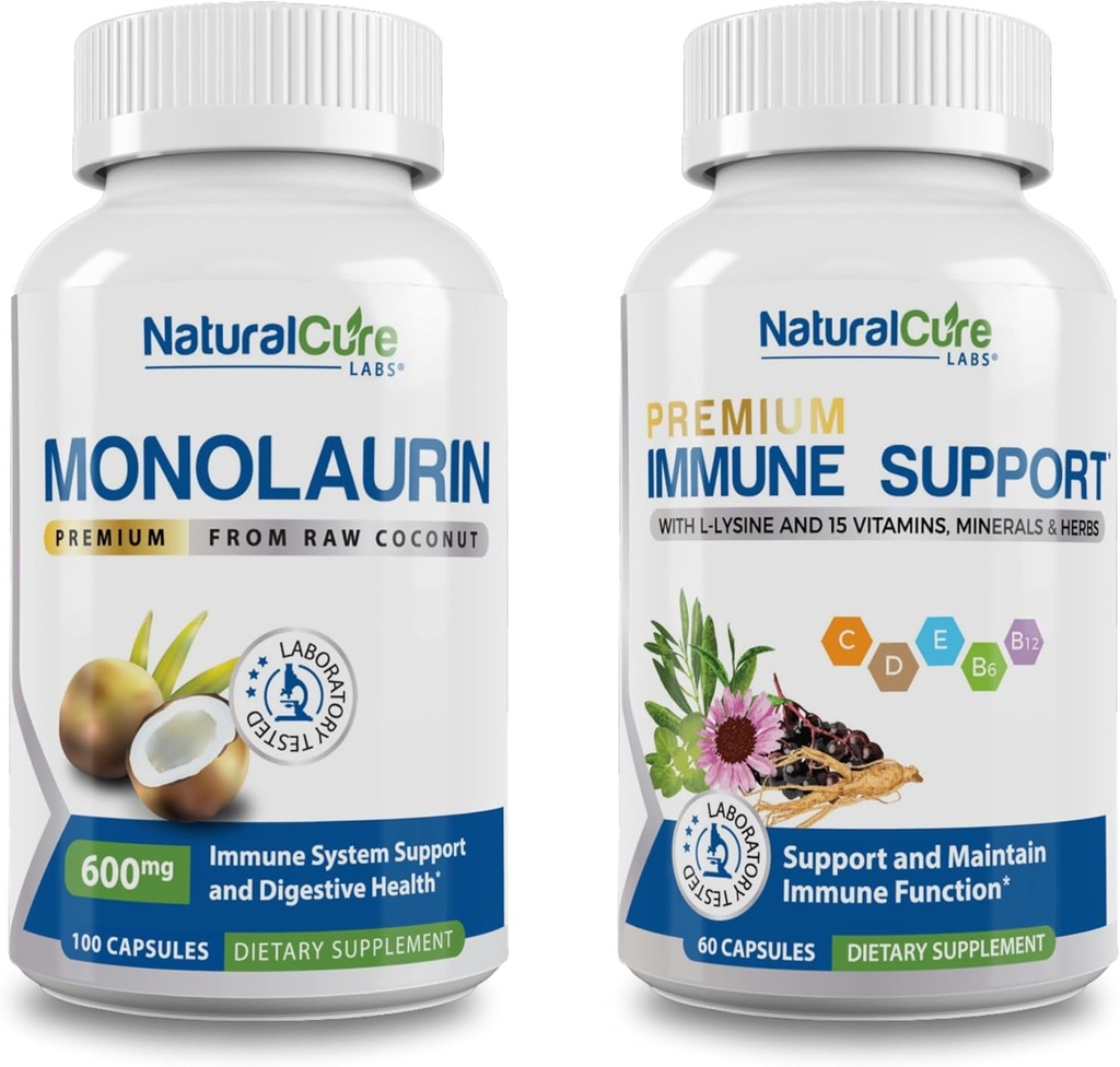 Groupe de laboratoires naturels de cure: Premium Monolaurin 600mg + Immune Support