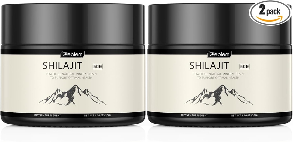 Shilajit Himalayan Organic Shilajit Resin Supply with Organic Ayurvedic Blend in High Potency for Energy, Strength Boost&Immune Support for Men and Women(50 Grams,2 Pack)