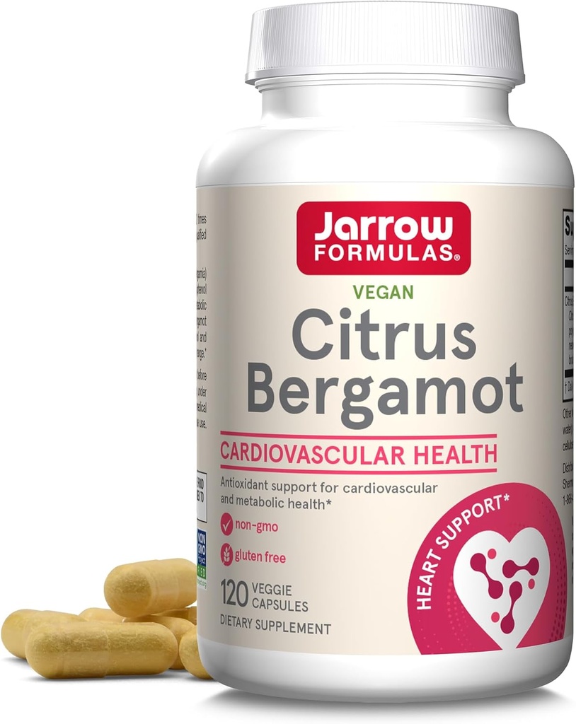 Formules de Jarrow Citrus Bergamot 500 mg - 120 portions (capsules de Veggie) - Soutien antioxydant pour la santé cardiovasculaire et métabolique - Supplément alimentaire - Sans gluten - Utiliser l'absorbateur QH
