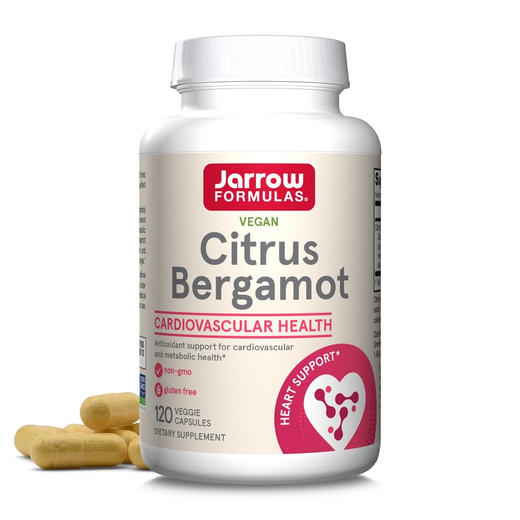 Formules de Jarrow Citrus Bergamot 500 mg - 120 portions (capsules de Veggie) - Soutien antioxydant pour la santé cardiovasculaire et métabolique - Supplément alimentaire - Sans gluten - Utiliser l'absorbateur QH