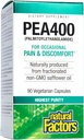 Natural Factors PEA400 - Pure Palmitoylethanolamide for Relief - Supports Nervous System & Occasional Discomfort - Non-GMO - 90 Capsules (90 Servings)