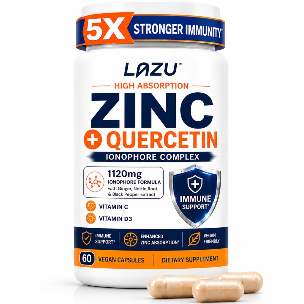 Lazu Virocine - Supplément de zinc - Zinc Ionophore , Zinc, Vitamine C, Vitamine D3