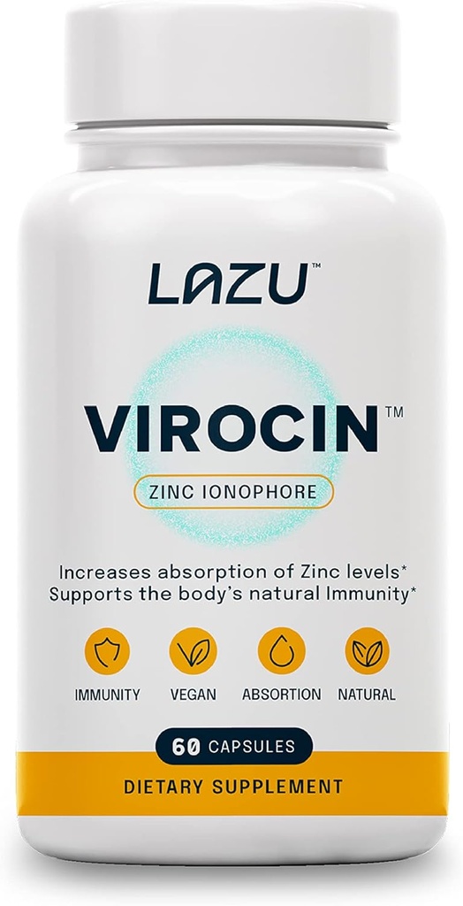Lazu Virocine - Supplément de zinc - Zinc Ionophore , Zinc, Vitamine C, Vitamine D3