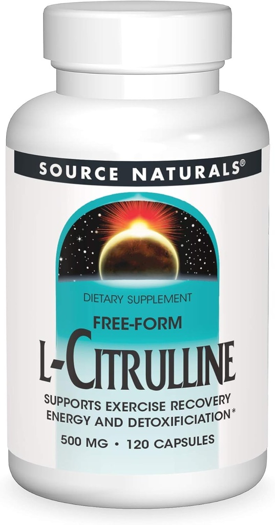 Source Naturals L-Citrulline - Supporte la récupération, l'énergie et la désintoxication*, 500 mg - 120 capsules