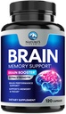 Brain Memory Supplement Pills - 3X Strength Nootropics for Concentration, Clarity & Focus Support - Brain Health Cognitive Vitamins with Bacopa, Phosphatidylserine & DMAE, Brain Booster, 120 Capsules