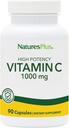 Natures Plus Vitamine C - 1000 mg Acide ascorbique, 90 Capsules végétariennes - Supplément de soutien vasculaire et immunitaire à haute puissance, Antioxydant - Sans maïs, Sans gluten - 90 portions