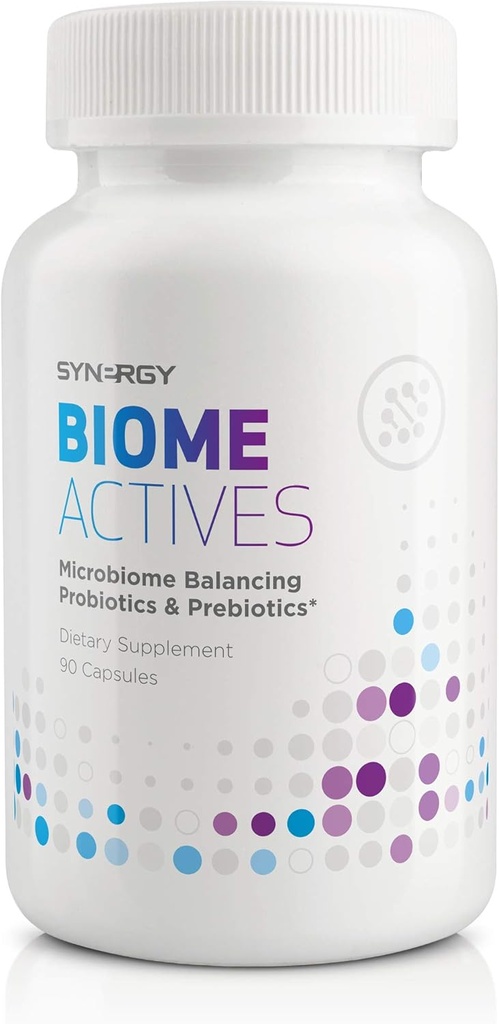 Synergy Biome Actives - Microbiome Équilibrant Probiotiques et Prébiotiques - 90 Capsules