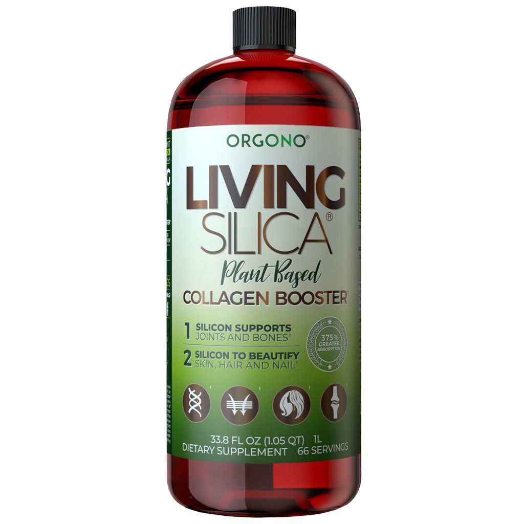 Orgono Living Silica Plant-Based Collagen Booster (en anglais seulement) Extrait et romarin (en anglais seulement) Supporte le collagène et l'élastine pour la santé des articulations et des os, la peau Glowing, les cheveux forts et les ongles (en anglais seulement) 33.85 Fl Oz