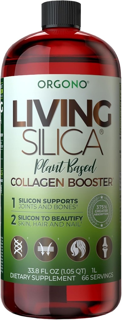 Orgono Living Silica Plant-Based Collagen Booster | Horsetail Extract & Rosemary | Supports Collagen & Elastin for Joint & Bone Health, Glowing Skin, Strong Hair & Nails | 33.85 Fl Oz