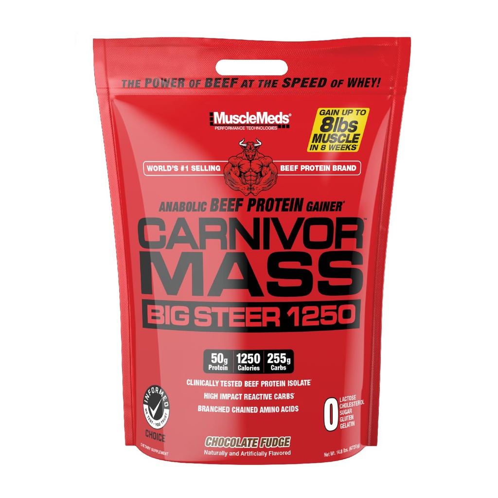 MuscleMeds Carnivor Mass Chocolat Big Steer 1250, 15 Lb (Packaging May Vary)