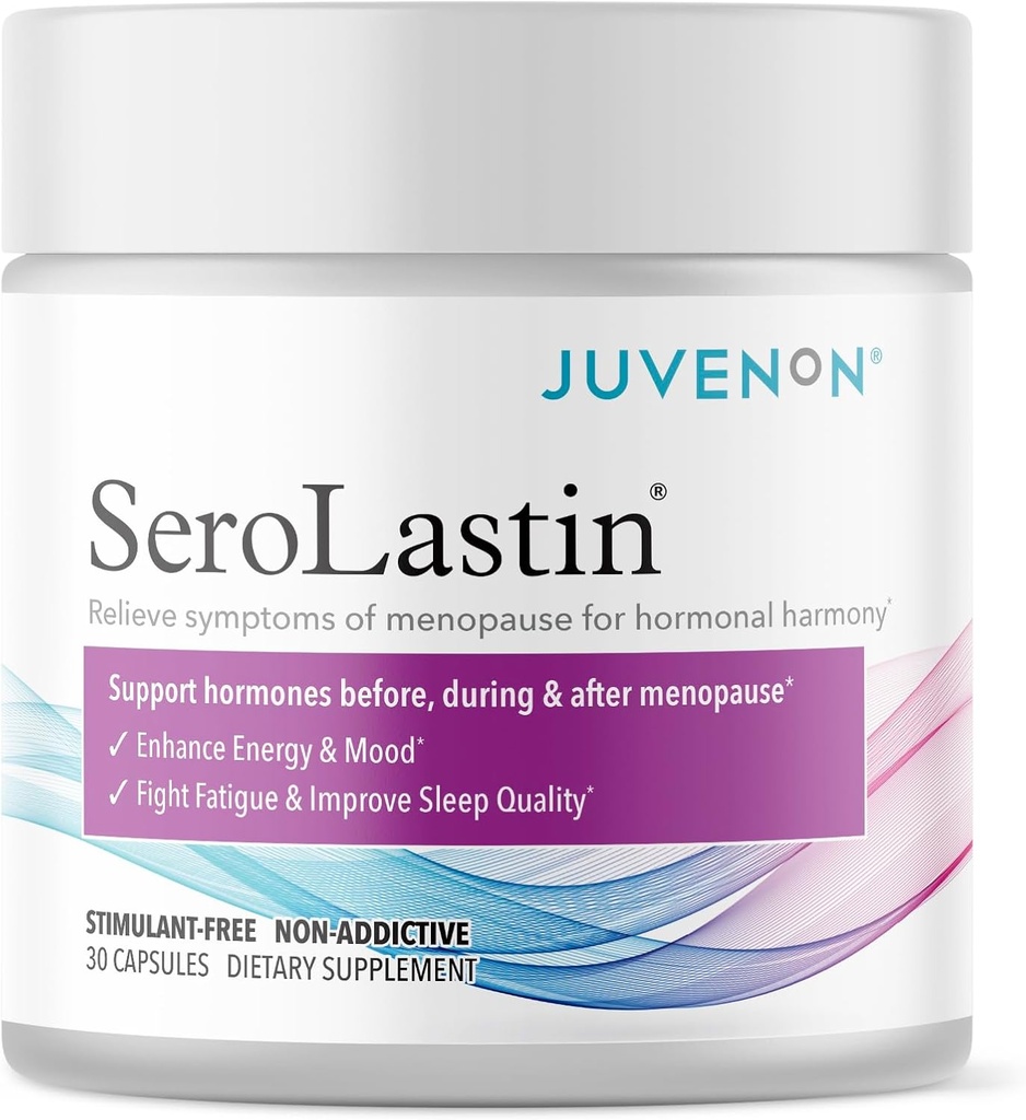Juvenon Ménopause Suppléments pour les femmes Mood Support, Flashs chauds Relief, Peri-Ménopausal Support, Hormone Balance, Promouvoir le calme, l'énergie, la clarté, le sommeil, complément naturel à base de plantes, (30 capsules)