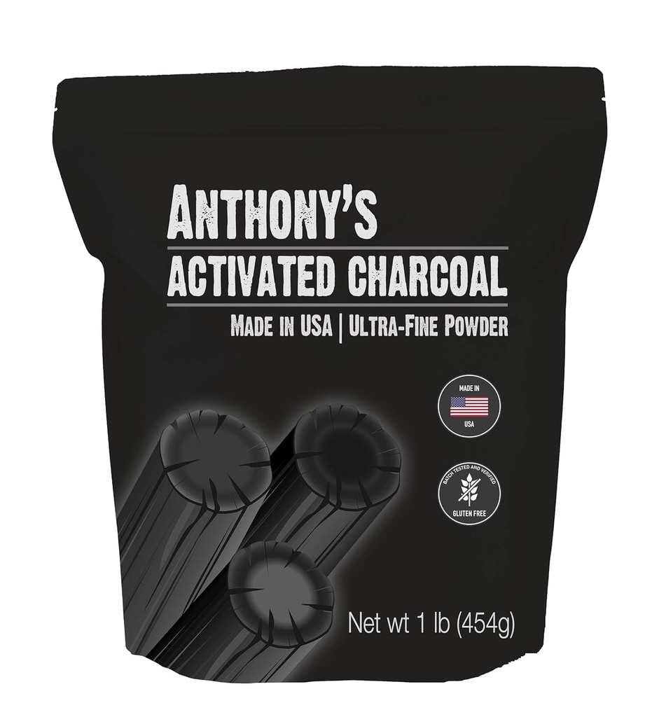 Le charbon activé d'Anthony, 1 lb, fabriqué aux États-Unis, ultra fin, sans gluten et grade alimentaire
