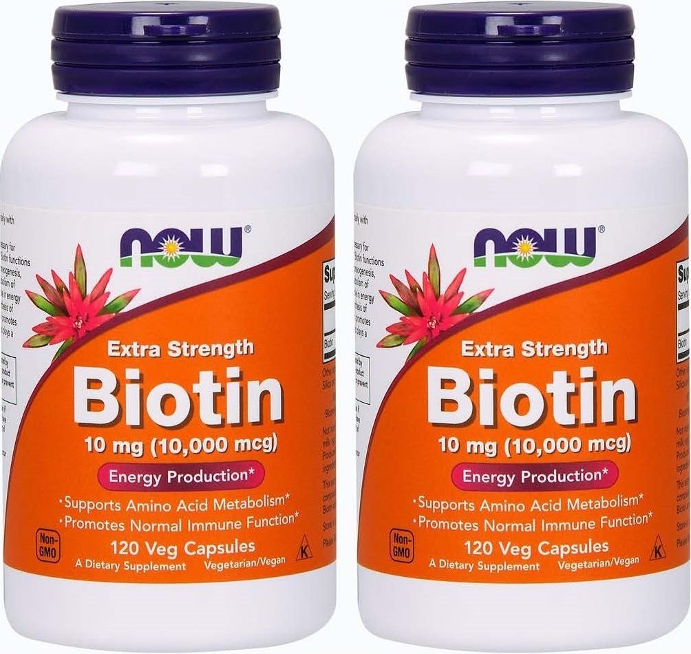 Maintenant Aliments Biotine 10 mg Extra Strength 120 Vcaps, boîte de 2