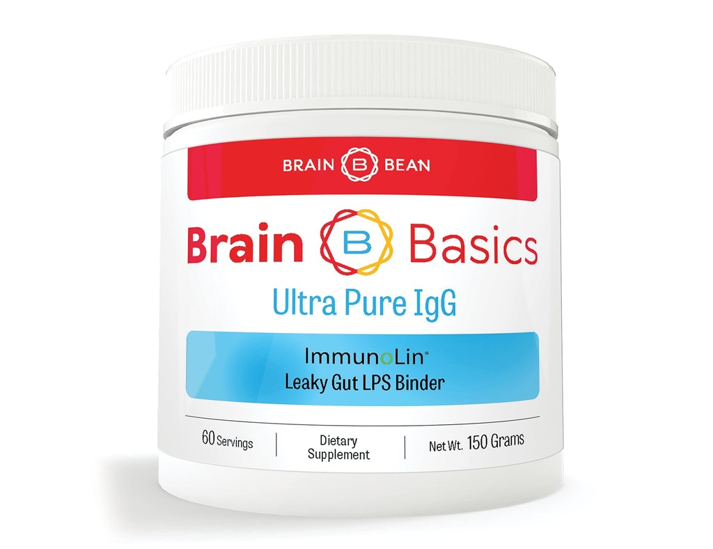 Brain Basics Supplément IgG ultra pur - Supplément sans lait IgG-Immunolin poudre, vitamines mélangées et suppléments minéraux, 150g, 60 portions