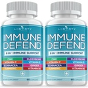 8 en 1 Immune Defense Support, Immunity Vitamines Supplément Booster avec Zinc 50mg, Vitamine C Elderberry D3 5000 UI, Curcumine et gingembre curcuma, Echinacea - Allergie pour les enfants Adultes (2 Pack)