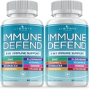 8 en 1 Immune Defense Support, Immunity Vitamines Supplément Booster avec Zinc 50mg, Vitamine C Elderberry D3 5000 UI, Curcumine et gingembre curcuma, Echinacea - Allergie pour les enfants Adultes (2 Pack)