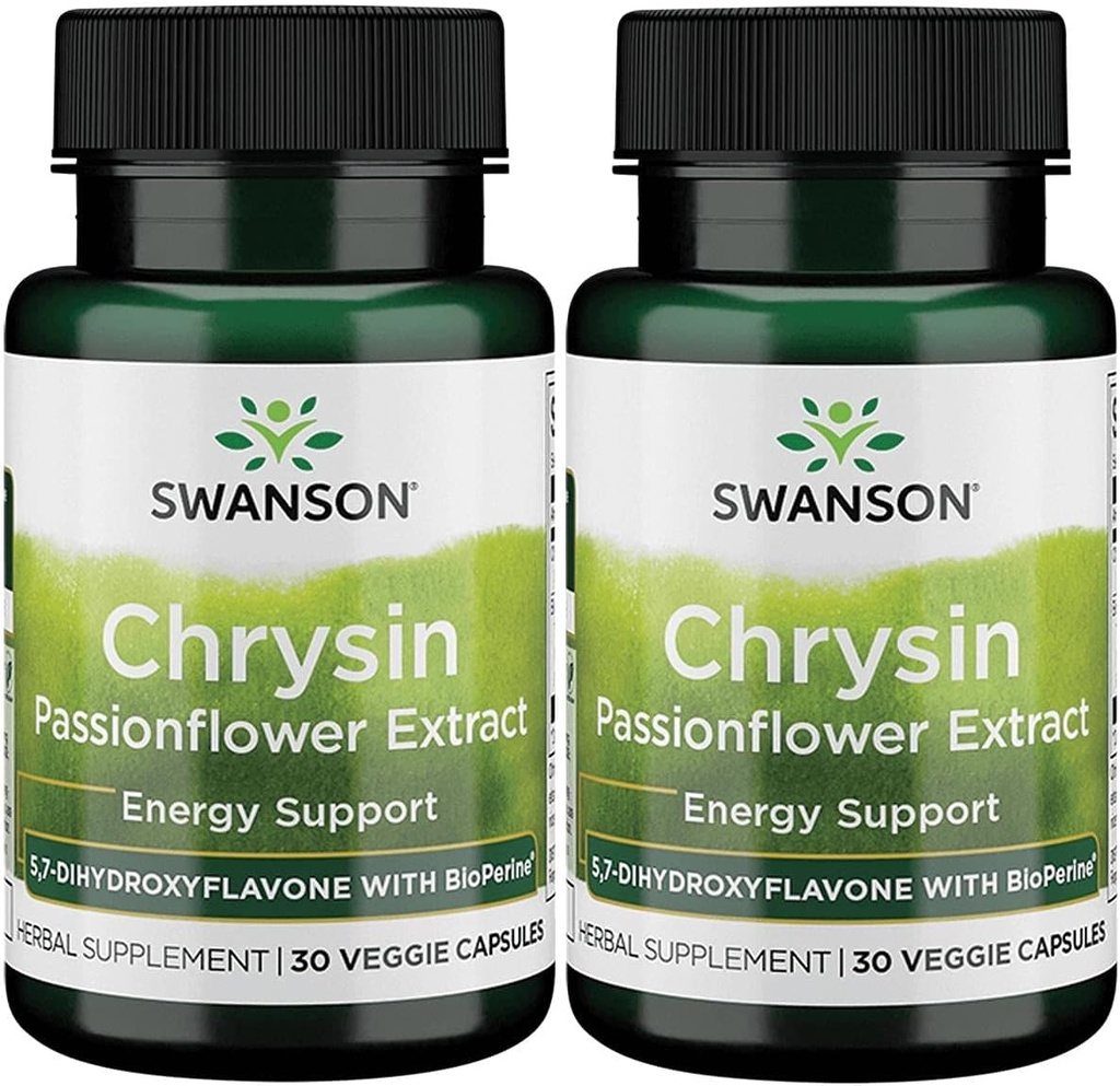 Swanson Chrysin Passionflower Extract - Supplément à base de plantes Promouvoir la santé, le bien-être et la condition physique dans l'ensemble - La formule naturelle peut soutenir Lean Muscle Maintenance - (30 Capsules de Veggie)