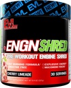 EVL Ultimate Pre Workout Powder - Thermogen Fat Burner Preworkout Powder Drink for Lasting Energy Focus and Stamina - ENGN Shred Intense Fat Burning Creatine Free Preworkout Drink - Cherry Limeade