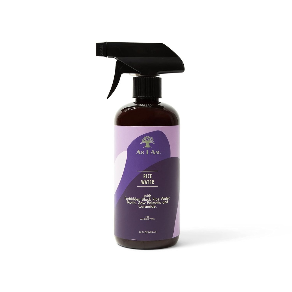 As I Am Hair Spray, Rice Water 16oz - with Forbidden Black Rice, Saw Palmetto, Biotin - Clean, Protein-Free Formula - Odor, Vegan & Cruelty Free - For All Hair Types